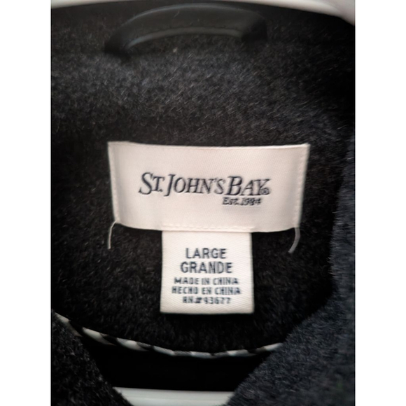 Women's St. John's Bay Cashmere Wool Blend Charcoal Pea Coat L - Picture 4 of 7